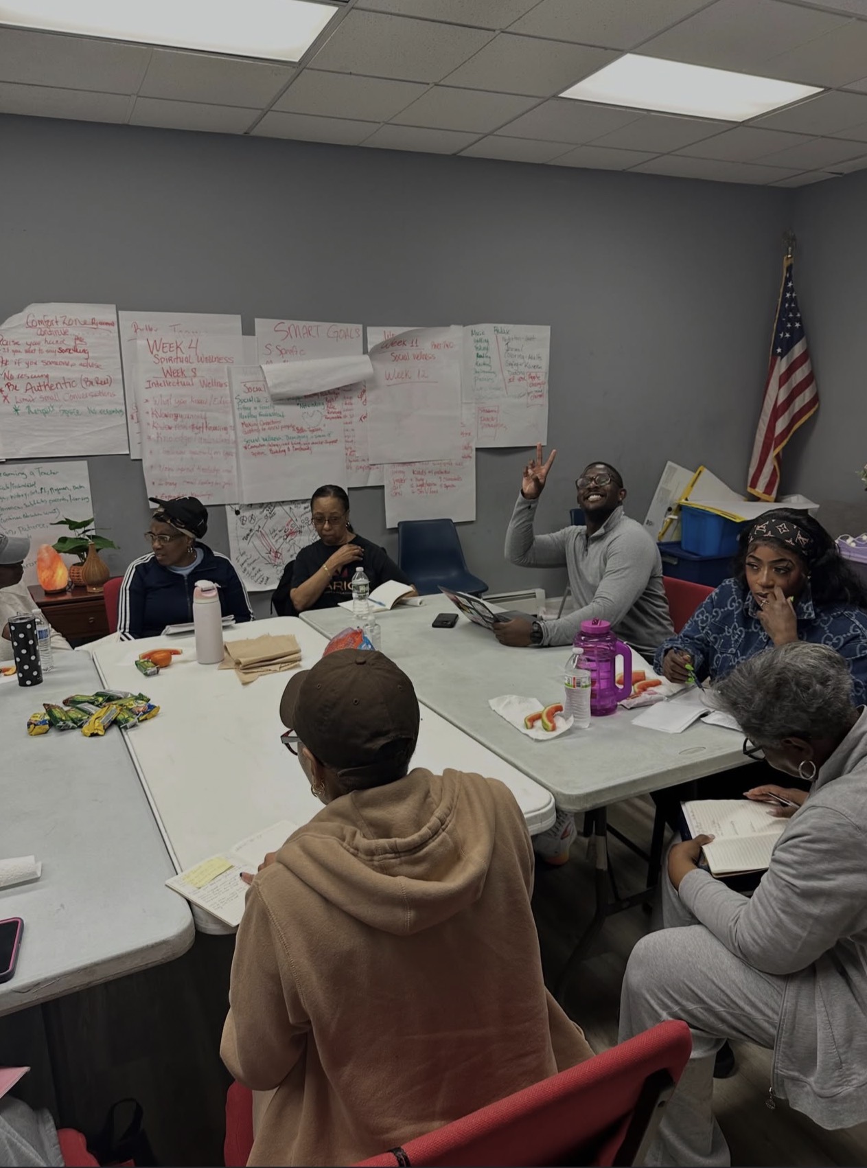 Group members gathered for Bible study and a health talk